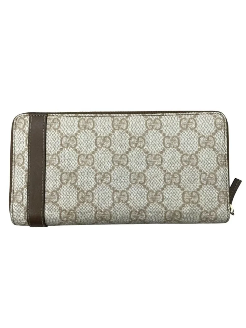 Gucci Zip Around Wallet GG Supreme Belt Beige